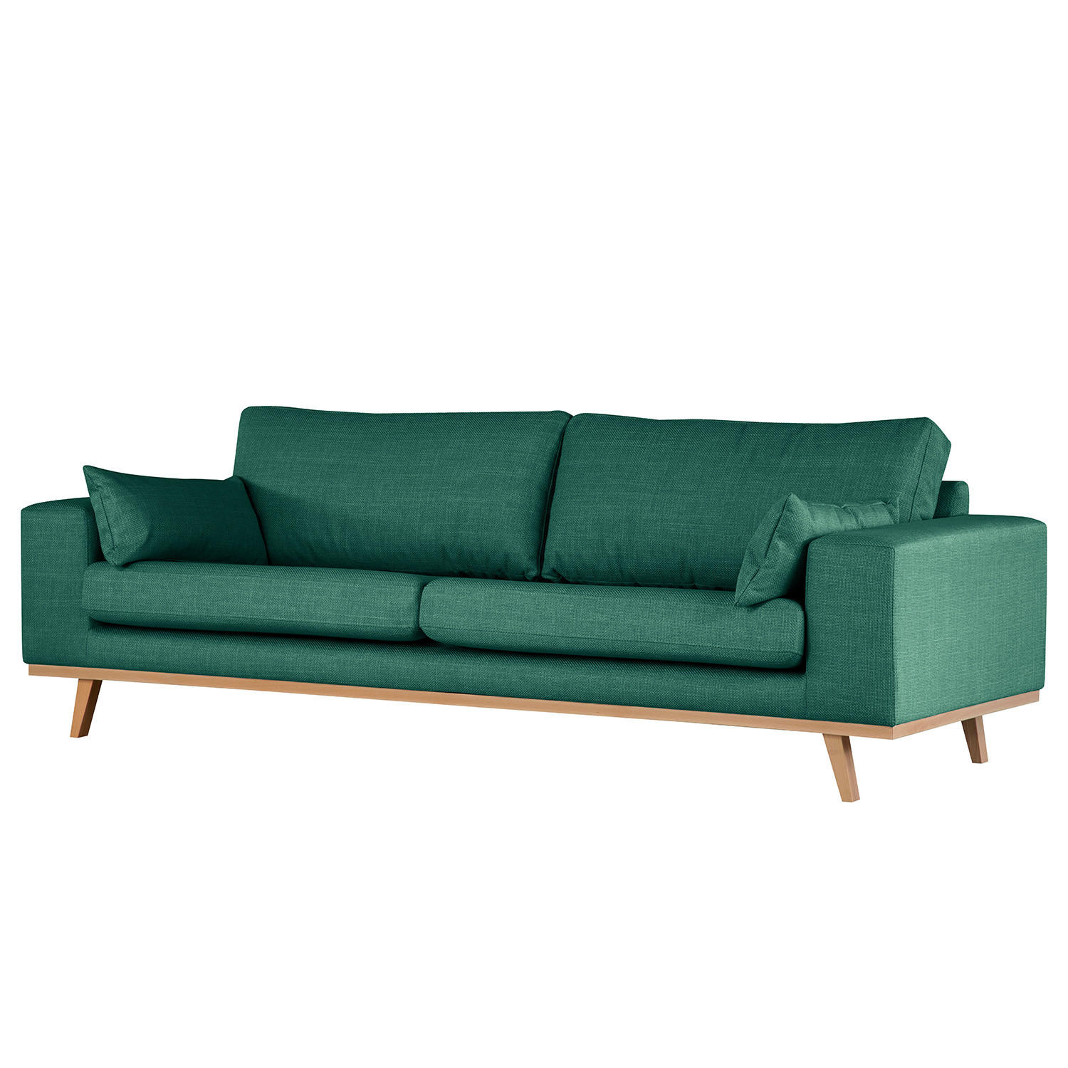 3-SITZER SOFA - Dunkelgrün/Buchefarben, Textil (237/81/88cm) - home24