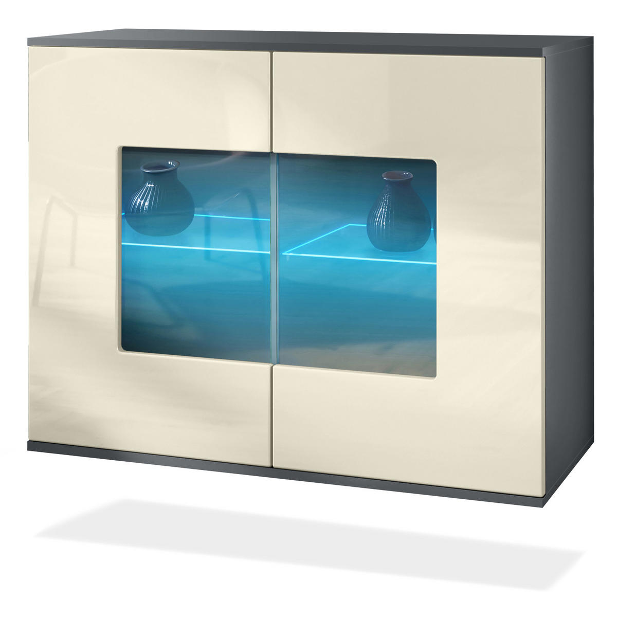 KOMMODE Grömitz Creme Hochglanz - Creme, Holzwerkstoff (92.5/73.5/35cm) - Vladon