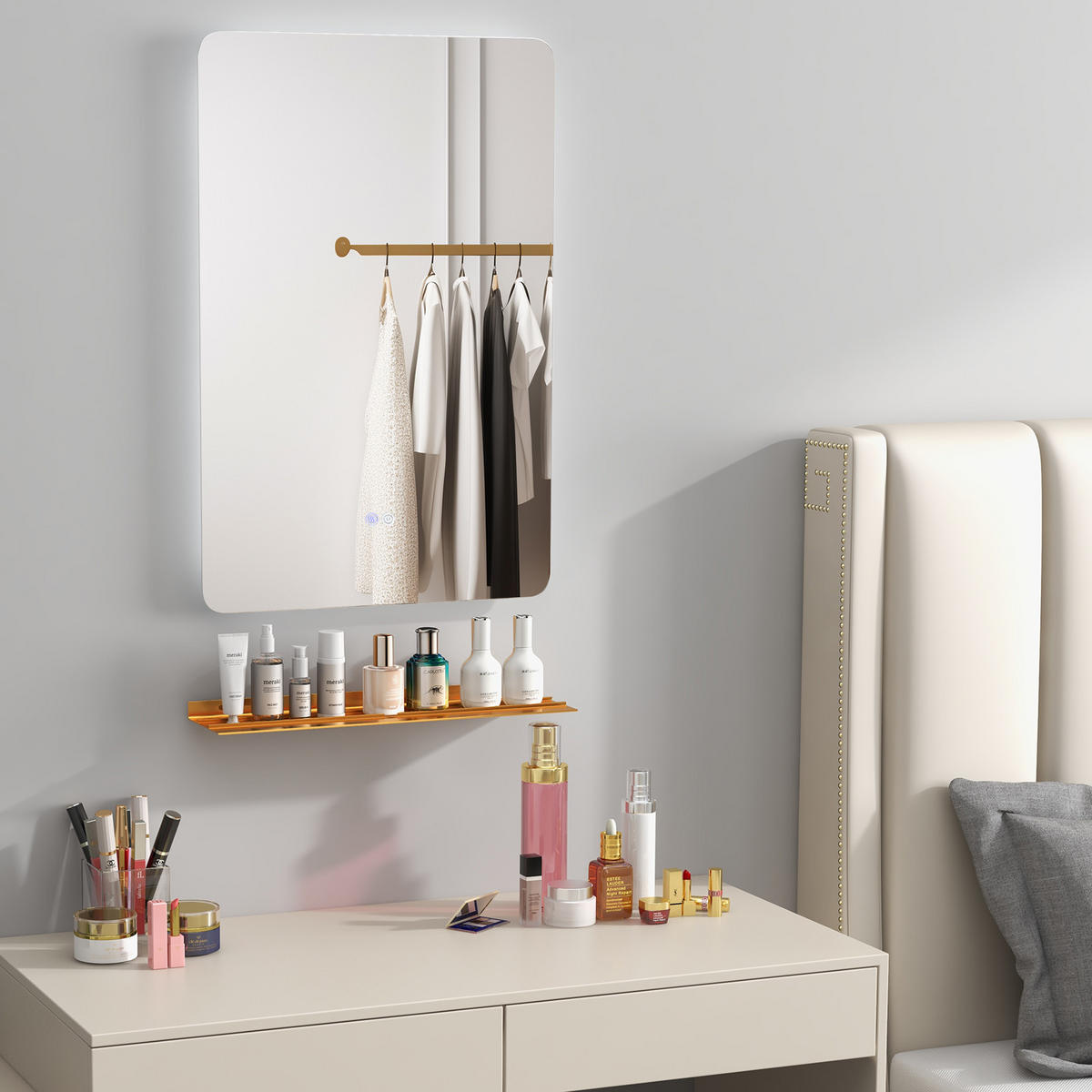 BADEZIMMERSPIEGEL Silber - Silberfarben, Glas (50/3.5/70cm) - COSTWAY