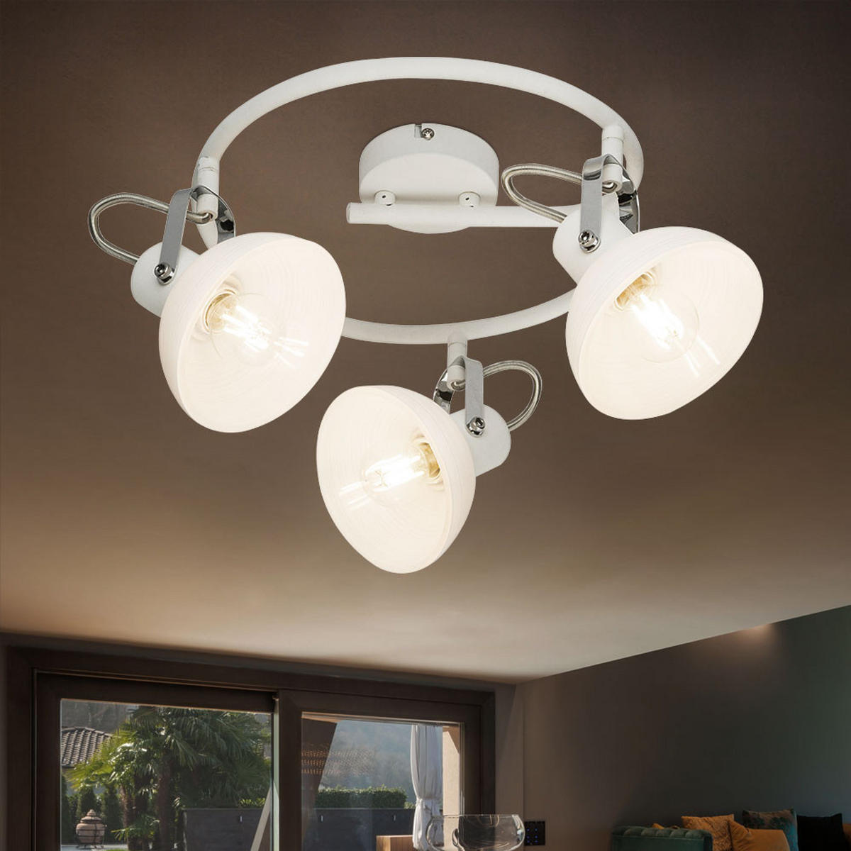 LED DECKENLEUCHTE Amory Weiß Metall - Weiß, Glas (35/45/25cm)