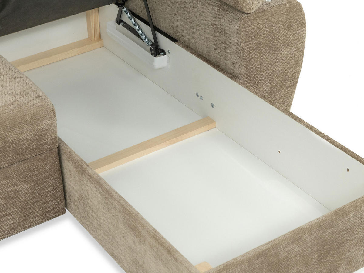 ECKSOFA Plaza L - Silberfarben/Braun, Holz/Kunststoff (255/170cm) - MIRJAN24