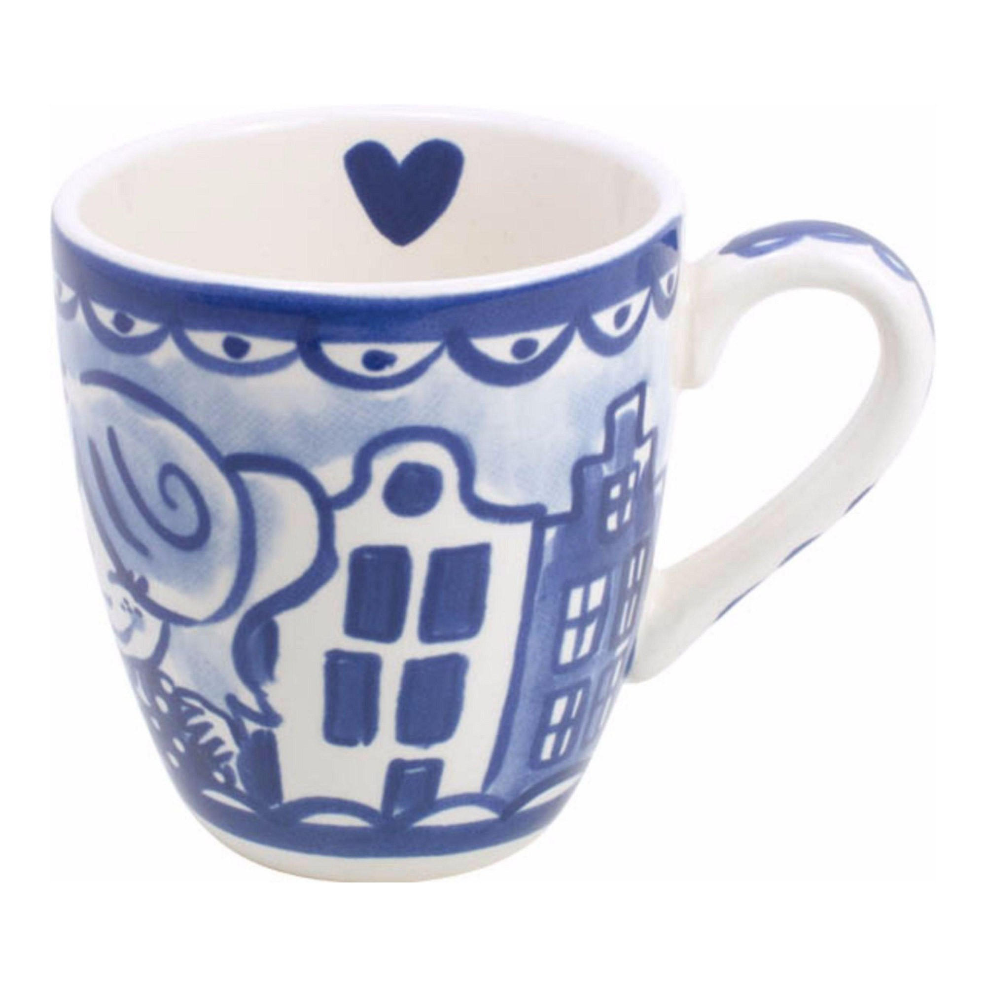 MINI-BECHER Arm in Arm in Blau - 200 ml - Blau, Keramik (0.2L) - Blond Amsterdam