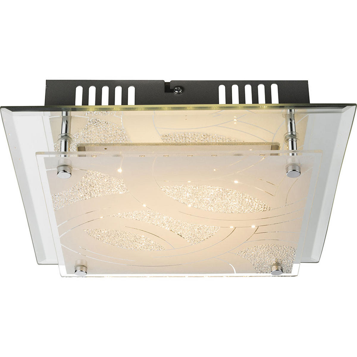 LED DECKENLEUCHTE NOIR II Weiß Glassatiniert - Weiß, Glas (26/26/7.6cm) - Globo Lighting