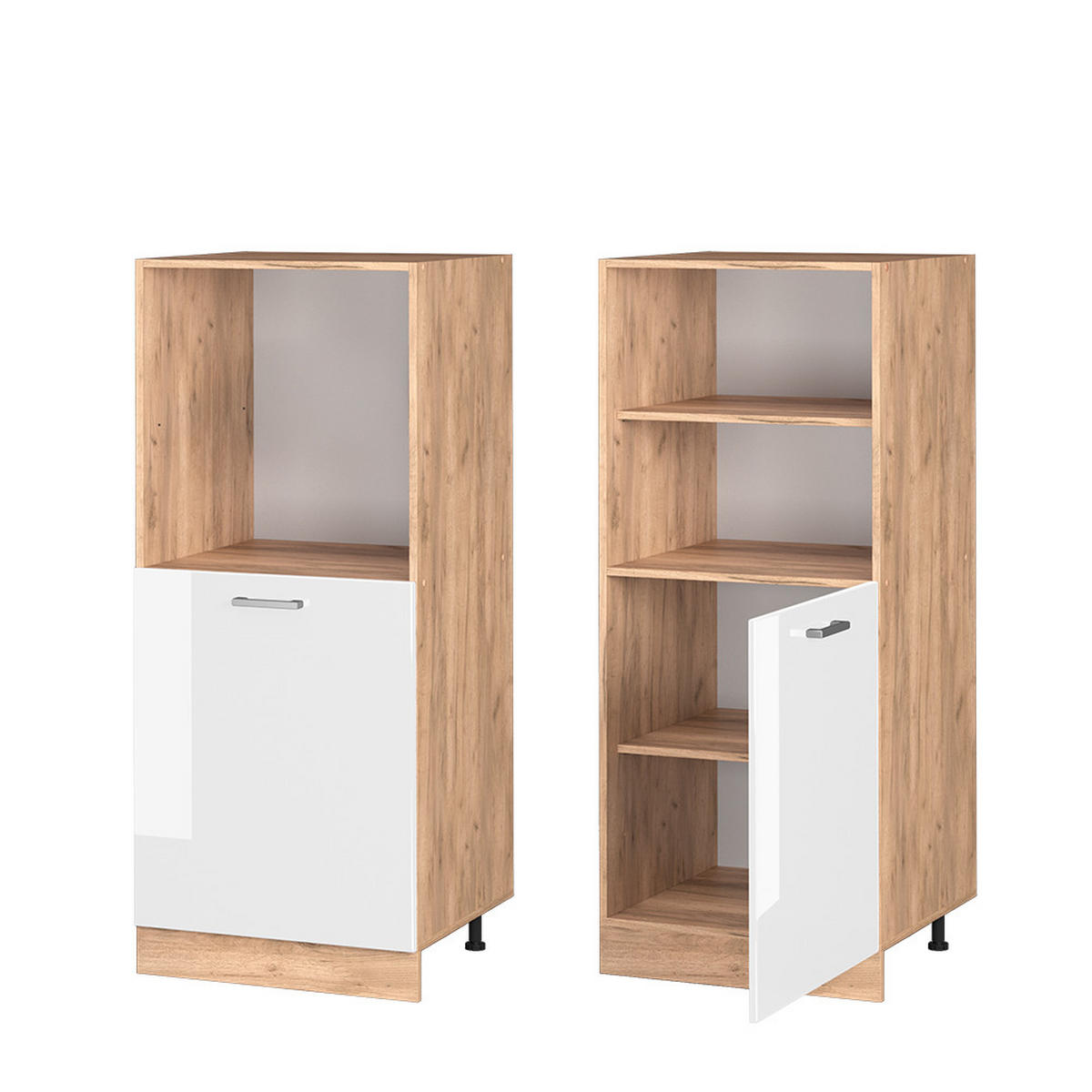 SKŘÍŇKA NA VESTAVĚNOU TROUBU R-Line Bílá vysoký lesk 60 cm - medově dubová/vysoce lesklá bílá, kompozitní dřevo (60/143/57cm) - Vicco