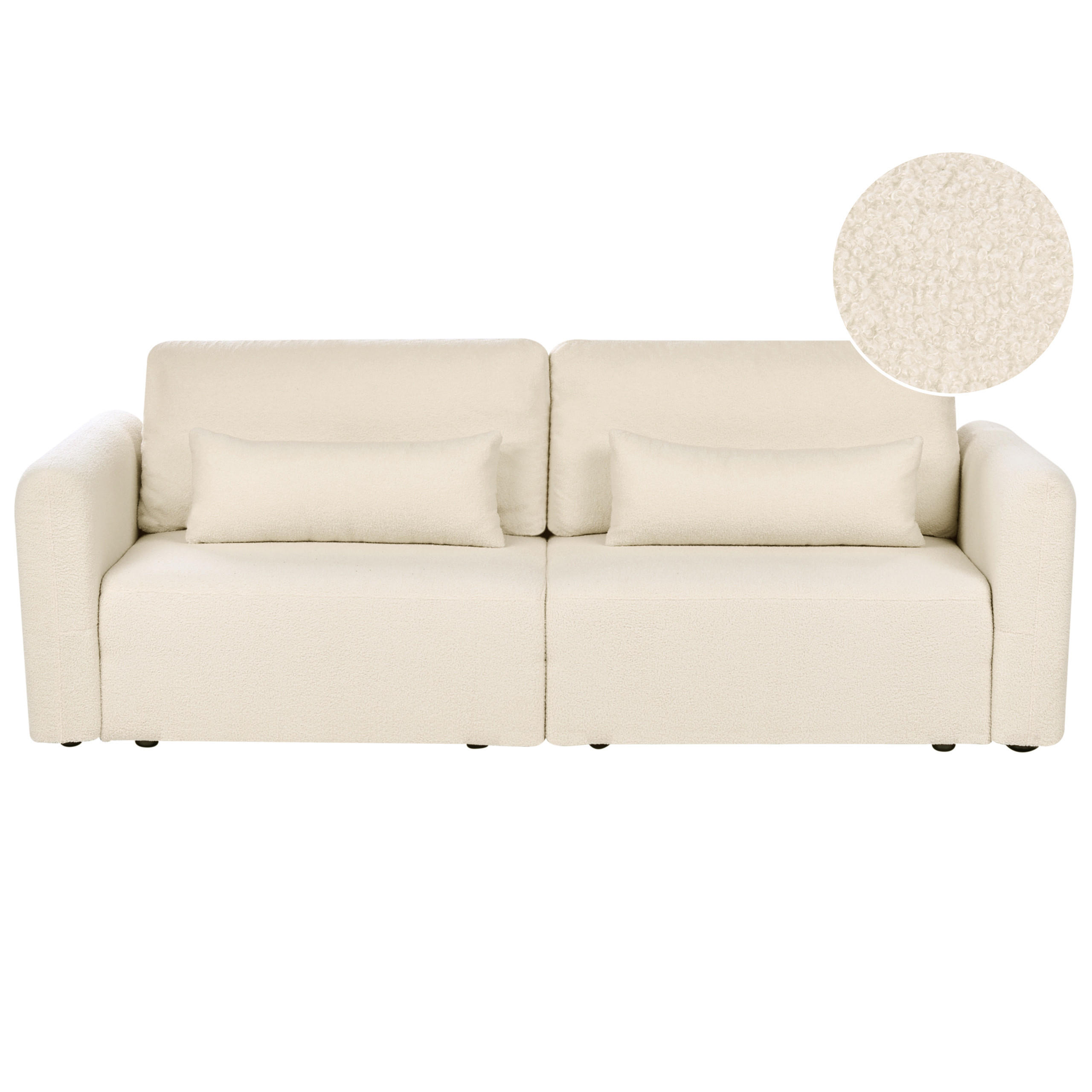 SCHLAFSOFA 3-Sitzer Bouclé Cremeweiß mit Stauraum Vaxholm - Creme, Textil (232/86/87cm) - Beliani
