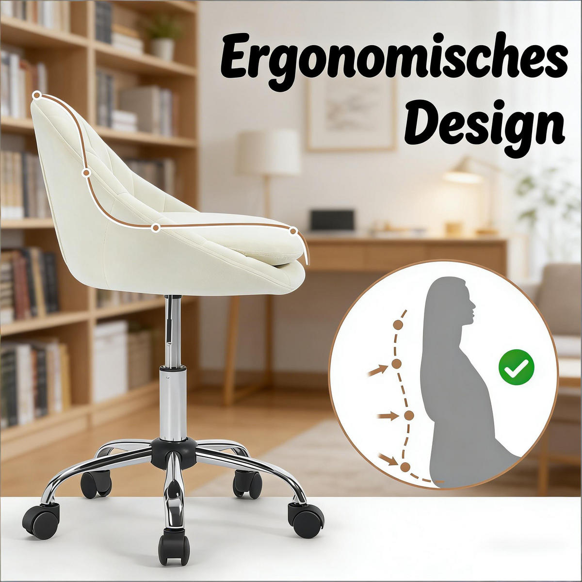 BÜROSTUHL Beige 52/52/82 cm - Beige, Metall (47.5/82/52cm) - PANGIVO