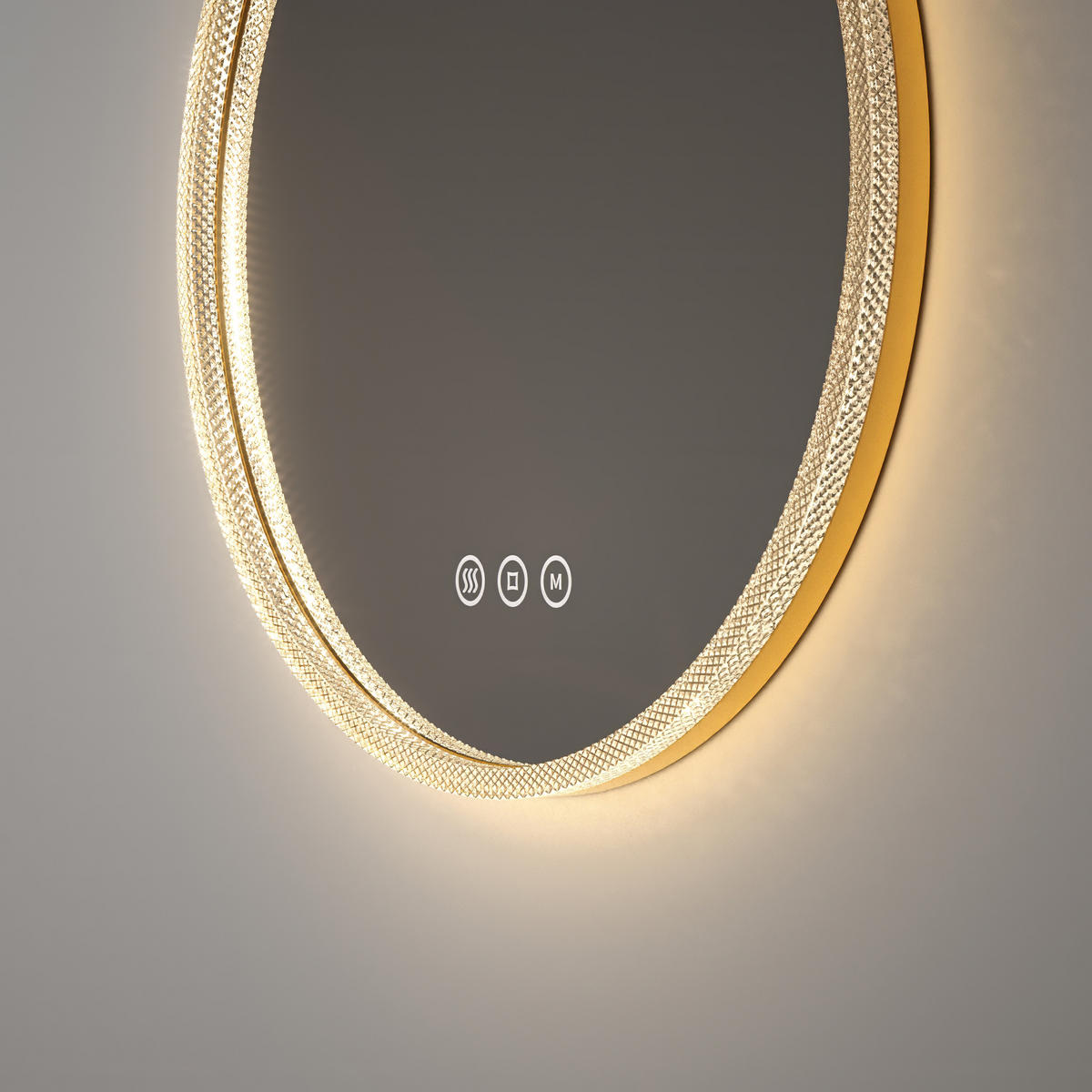 BADSPIEGEL Runder mit Beleuchtung Gold ф60 cm - Goldfarben, Glas (60/4.3/60cm) - EMKE