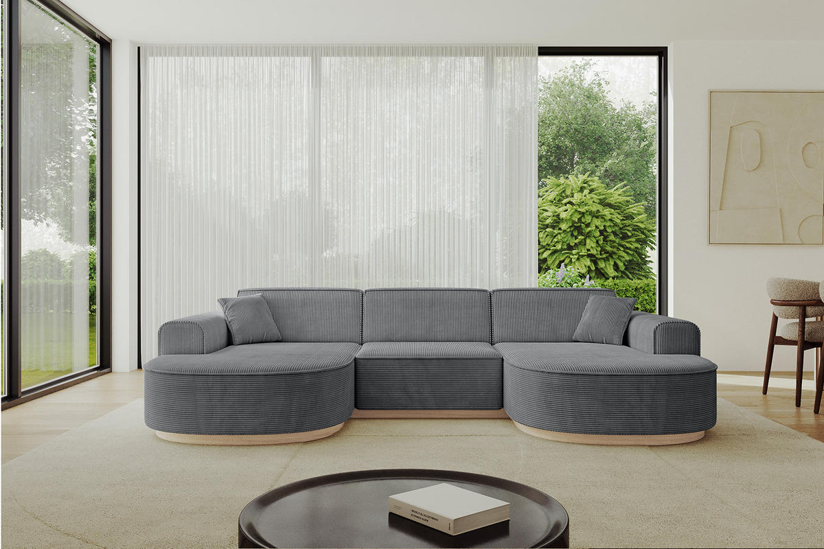 WOHNLANDSCHAFT MARI-U1-v1 - 303x171x83 cm Dunkelgrau Cord - Dunkelgrau, Holzwerkstoff/Textil (303/83/171cm) - ALTDECOR