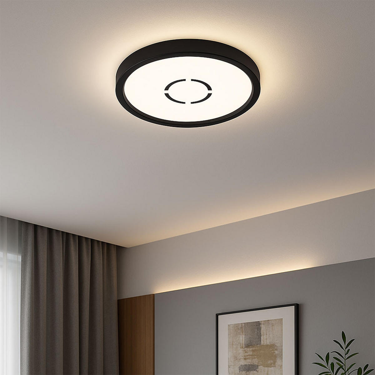 LED DECKENLEUCHTE Backlight Schwarz - Schwarz, Kunststoff (19/19/2.8cm) - Briloner