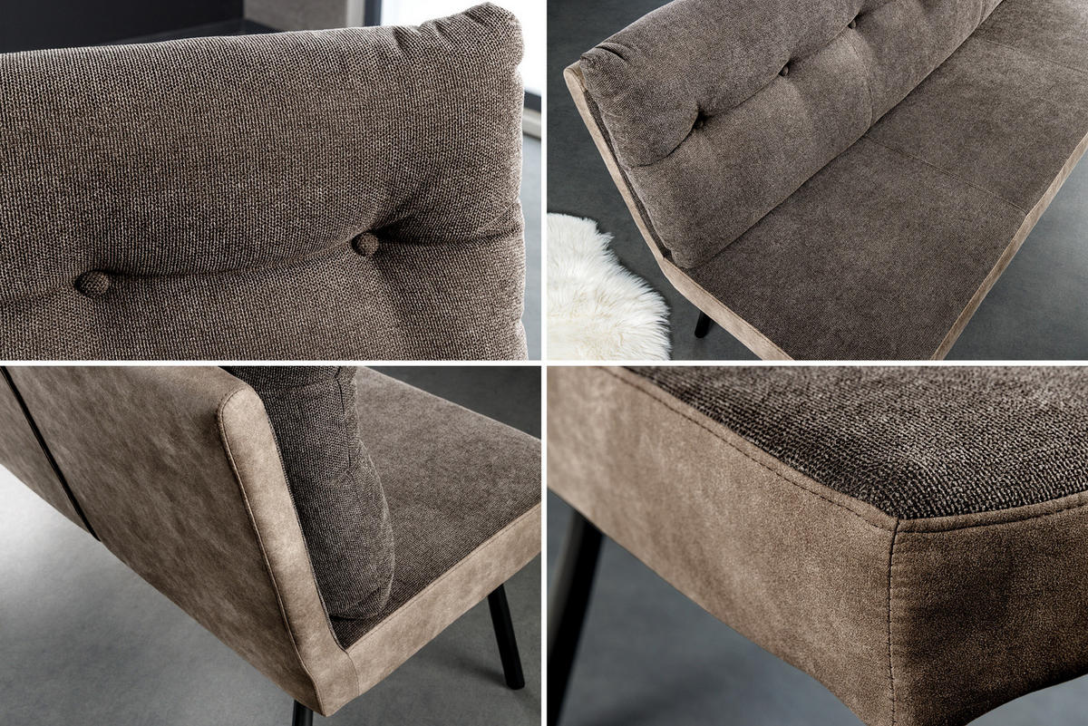 SITZBANK BIG GEORGE Flachgewebe Taupe 160 cm - Taupe/Schwarz, Textil/Metall (160/90/69cm) - riess-ambiente