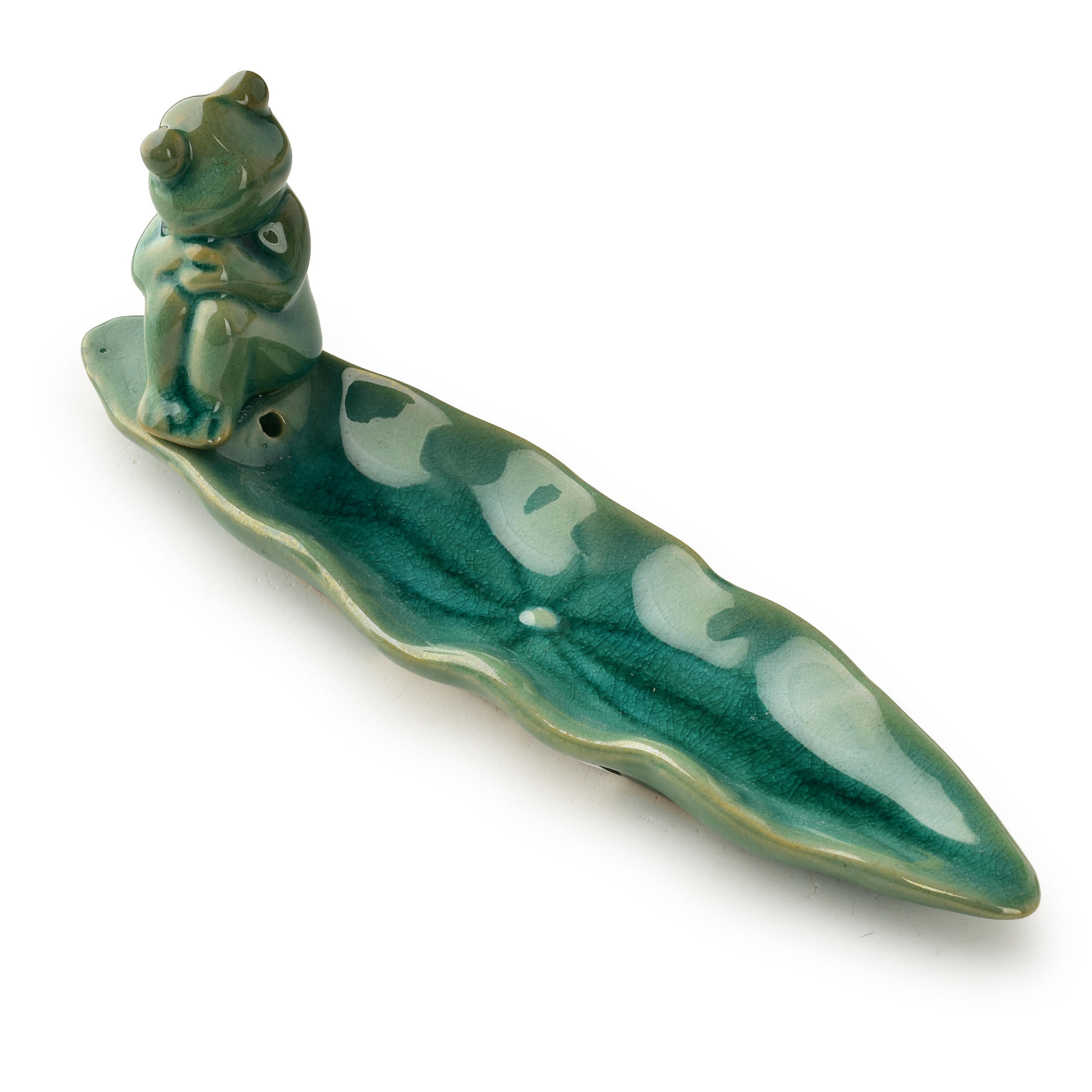 RÄUCHERSTÄBCHENHALTER Frosch 1 Stk. Grün/Grau 20 x 5,5 x 7,5 cm Keramik - Grau/Grün, Keramik (7/5.5/21cm) - Mondex