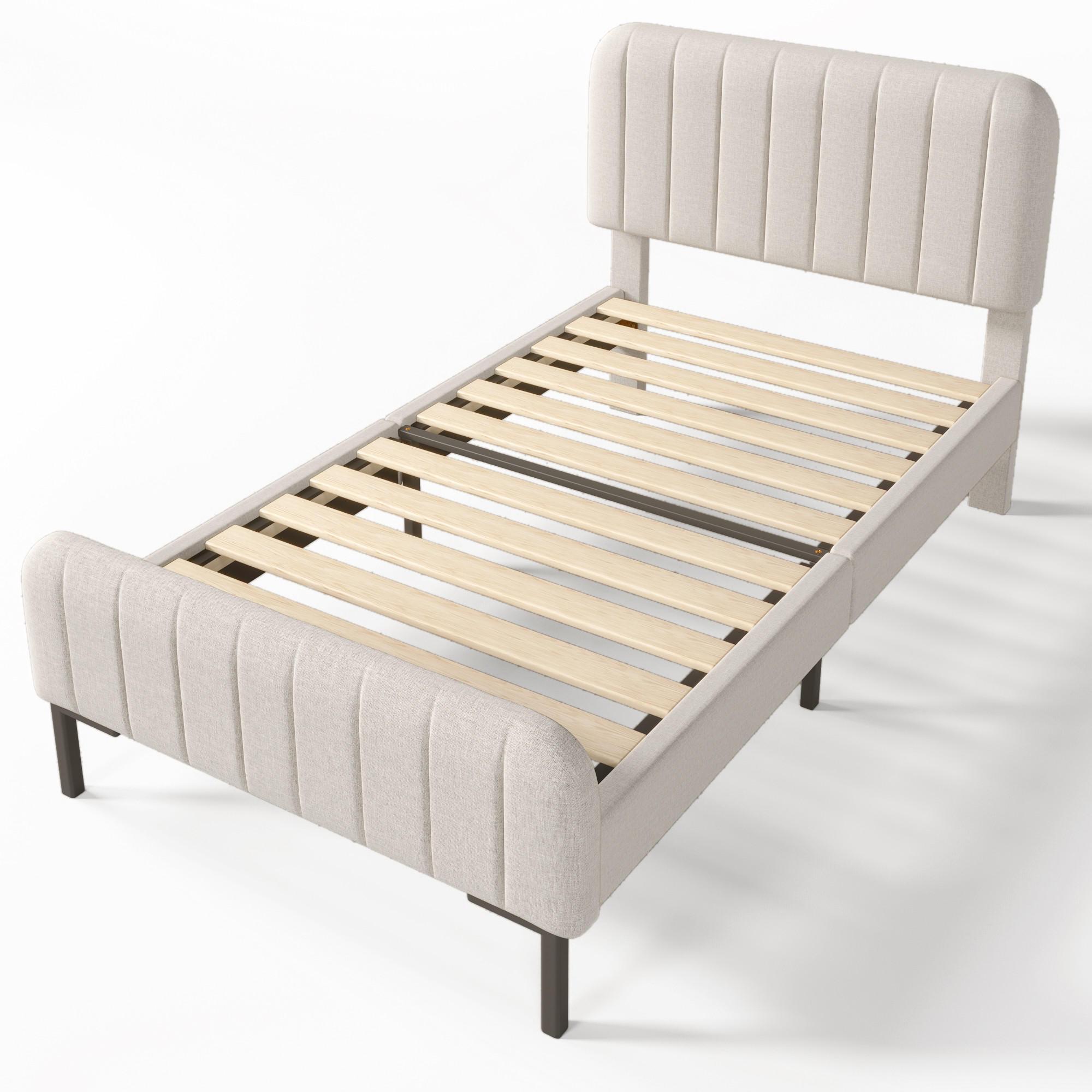 ComfortXL Polsterbett Grau, Beige 90x190 cm