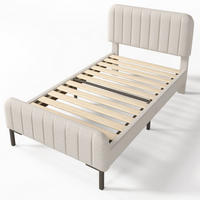 POLSTERBETT 90/190 cm mit verstellbarem Kopfteil, DE-41531, in Helles Beigegrau - Beige/Grau, Metall (90/190cm) - ComfortXL