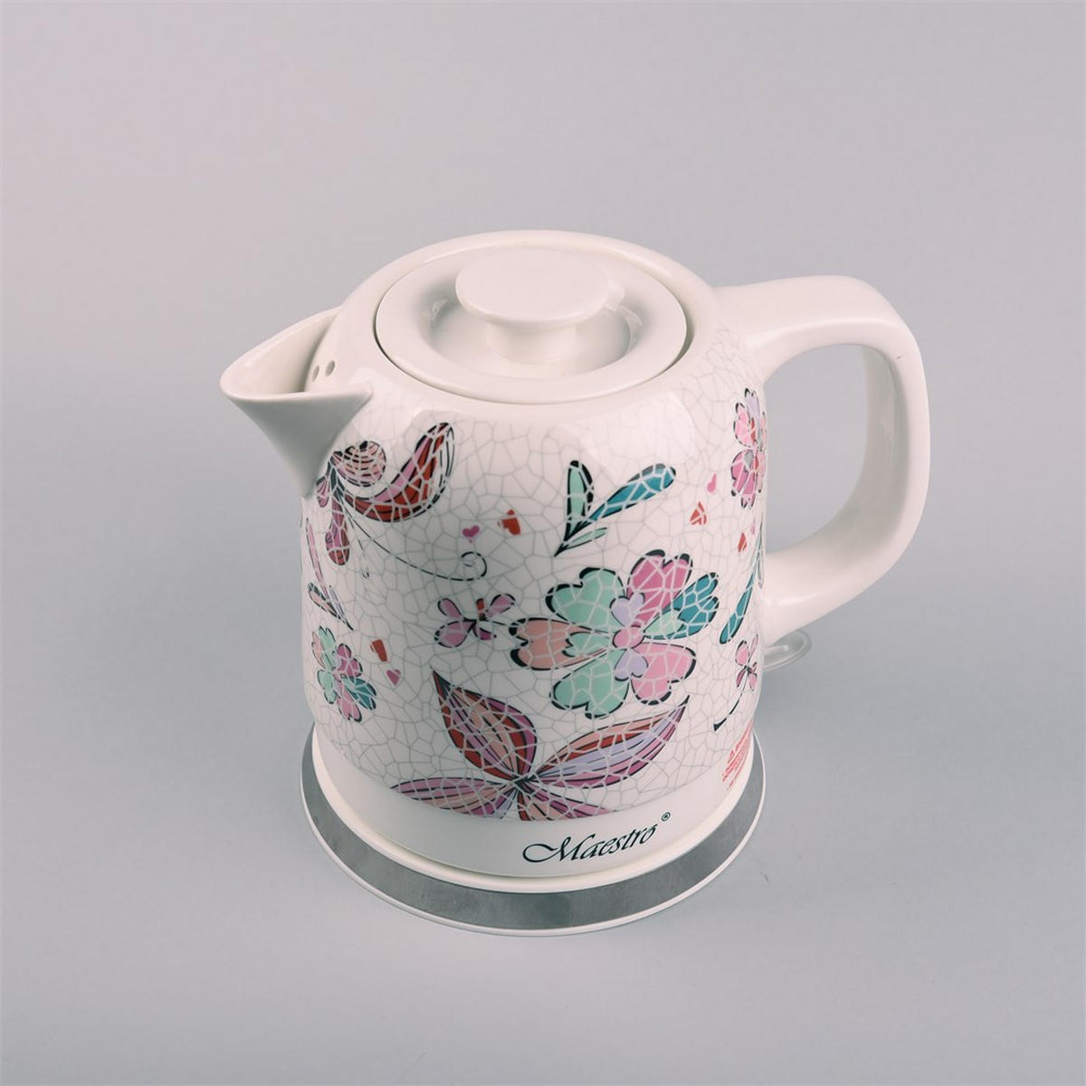WASSERKOCHER ELEKTRISCH Weiß 18/18/21 cm MR068FLOWERS - Weiß, Keramik (18/21/18cm) - Maestro 
