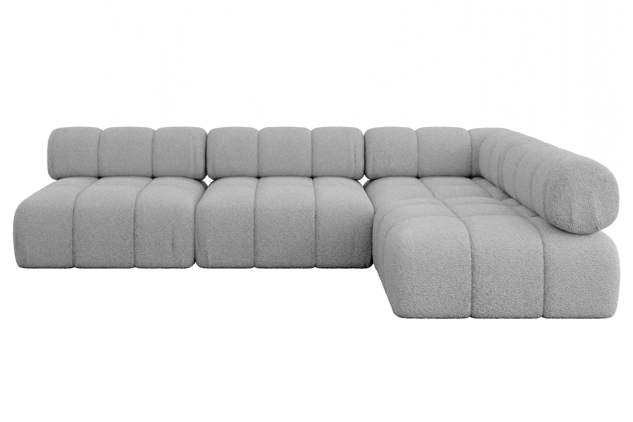 ECKSOFA modulares Sofa Samaro-L2 - 285x190x70 cm Hellgrau Bouclé - Hellgrau, Holzwerkstoff/Textil (285/190cm) - ALTDECOR