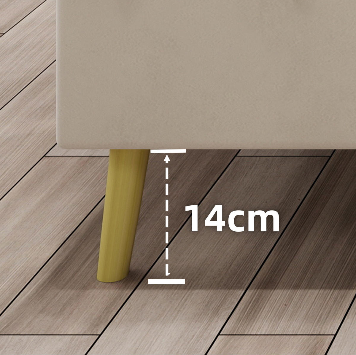 POLSTERBETT 140/200 cm beige aus Stoff und Metall mit Stauraum - Beige, Textil (140/200cm) - OKWISH