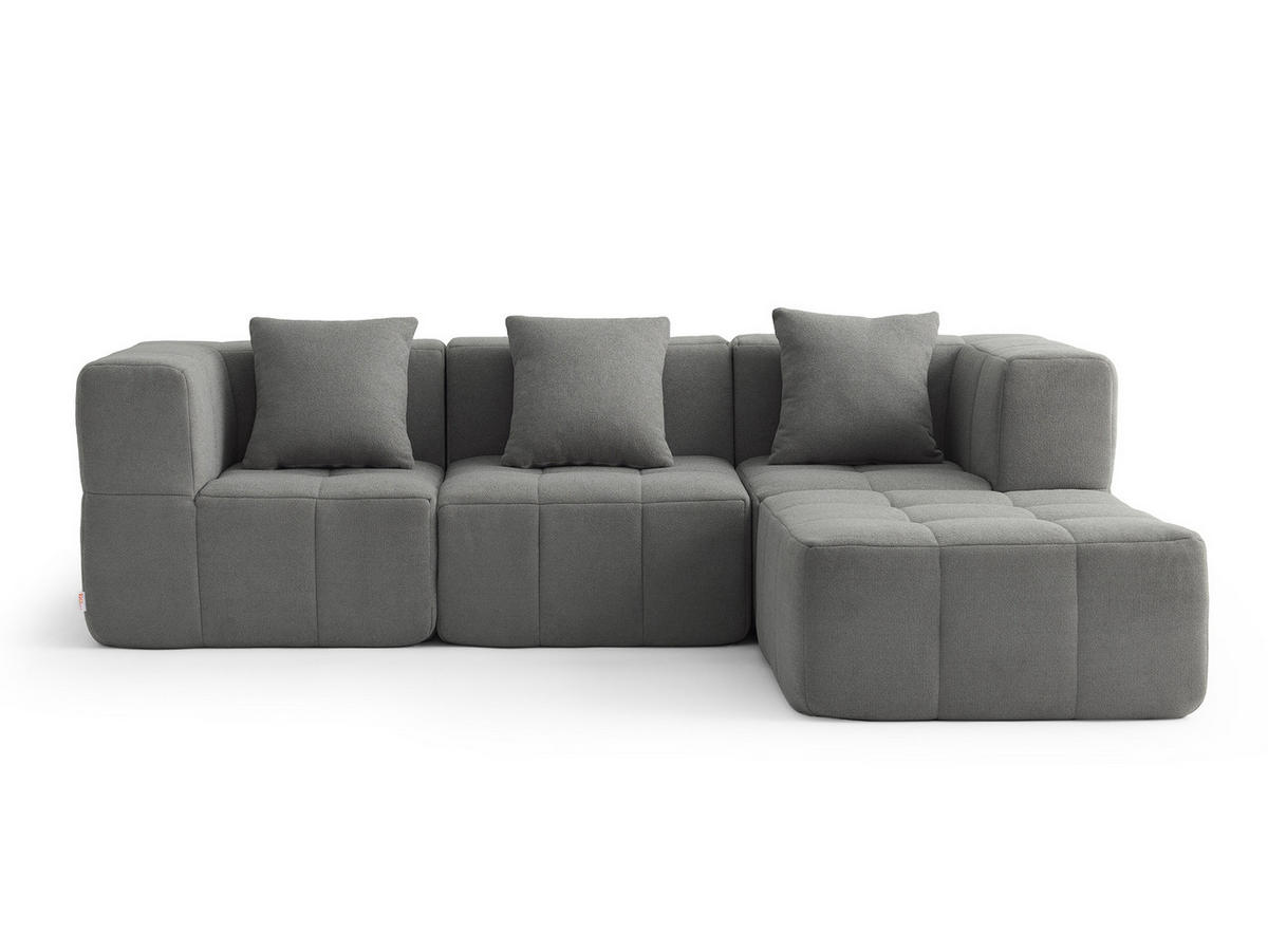 ECKSOFA Bouclé-Stoff Wolkengrau - Grau, Textil (260/190cm) - MILYsofa