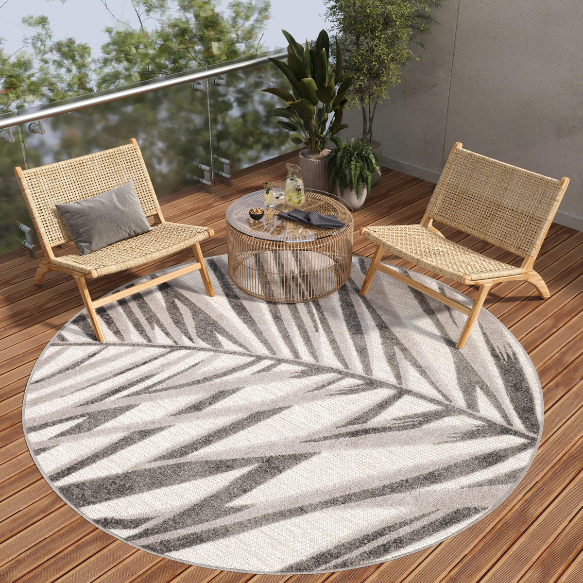 TEPPICH PATIO rund Grau 240/240 cm - Grau, Textil (240/240cm) - Tapiso