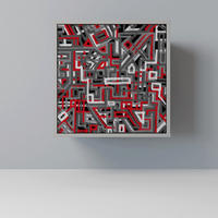 SIDEBOARD BROKEN LINES, Grau, 57,5x42x57,5 cm, Ohne Füße - Multicolor/Grau, Holzwerkstoff (57.5/57.5/42cm) - SpaceRebels