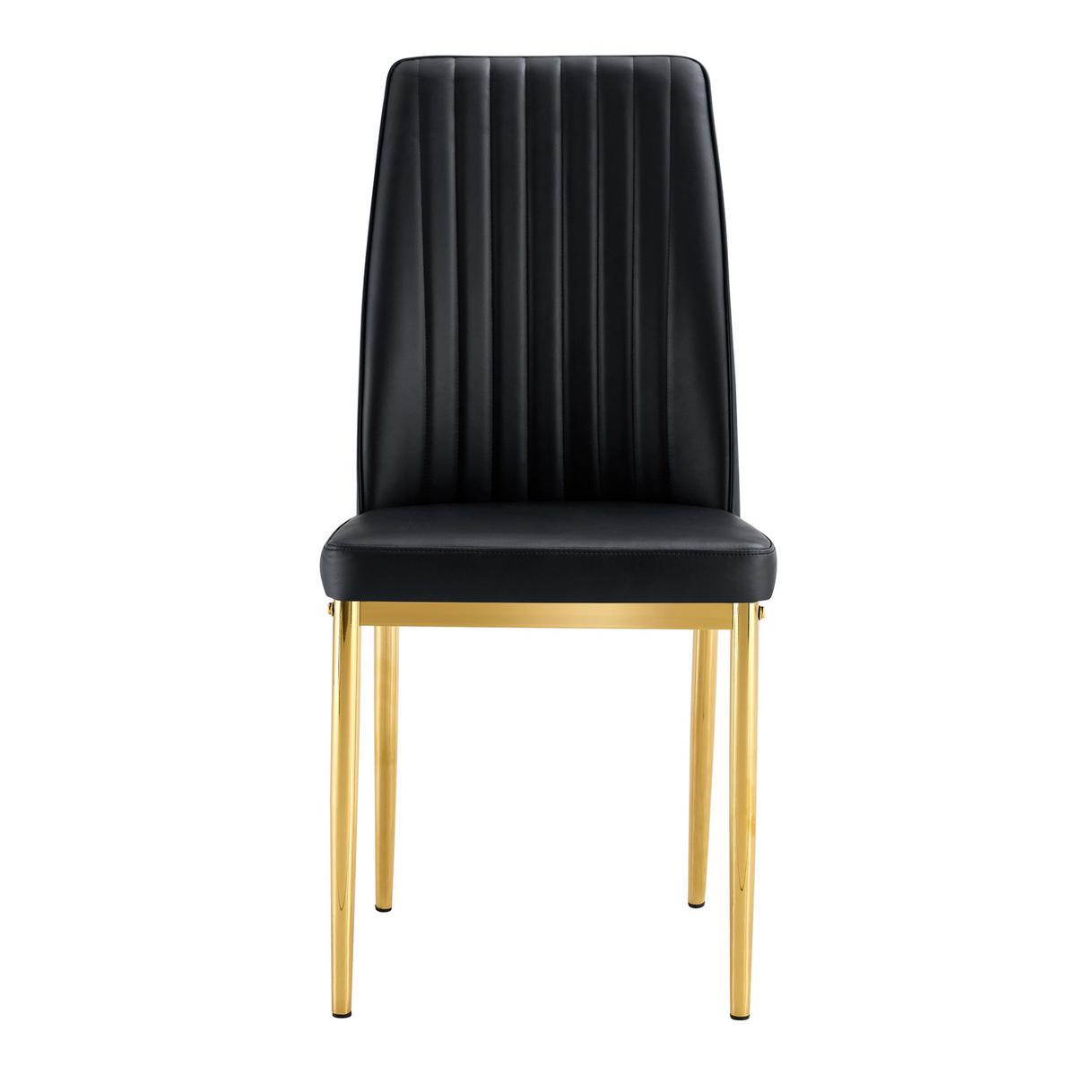 ESSSTUHL 4er-Set PU-Leder Schwarz mit goldfarbenen Metallbeinen - Schwarz, Metall (42.5/92.5/43cm) - Meubliv