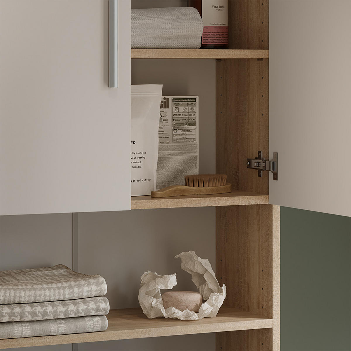 WASCHMASCHINENSCHRANK Weiß/Sonoma 64 x 190 cm - Weiß/Sonoma Eiche, Holzwerkstoff (64/190/26cm) - Vicco