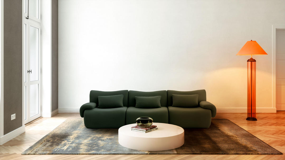 3-SITZER-SOFA Bouclé-Stoff Waldgrün - Waldgrün, Textil (281/73/95cm) - MILYsofa