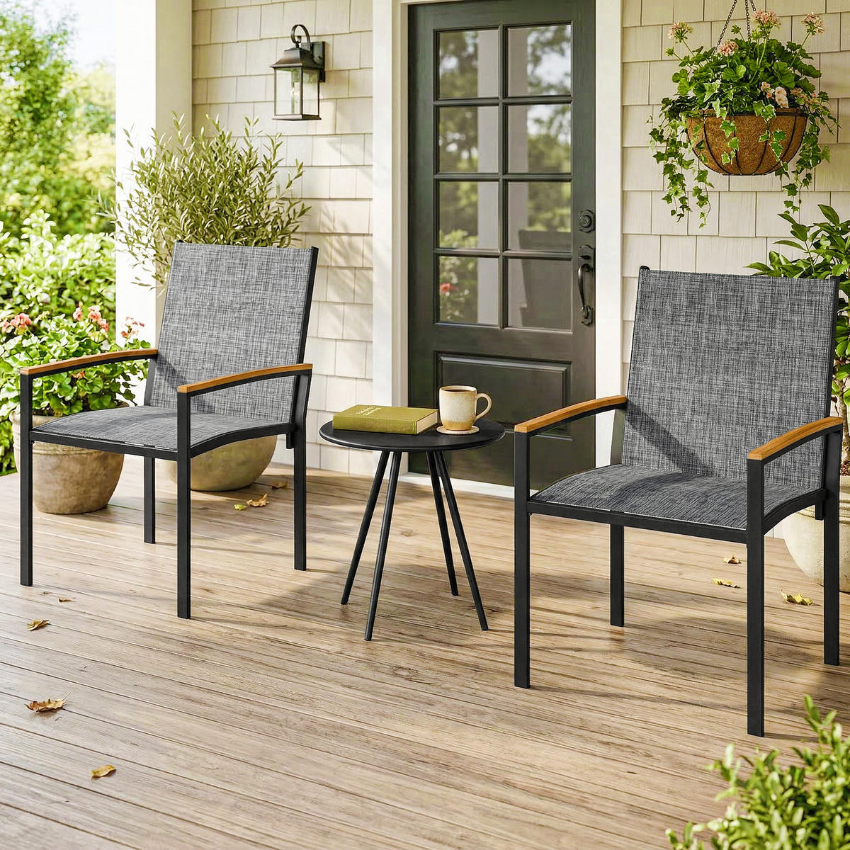GARTEN-BEISTELLTISCHSET Grau gemischt 3 Stück - Beige, Naturmaterialien (63/55/84cm) - GiPP
