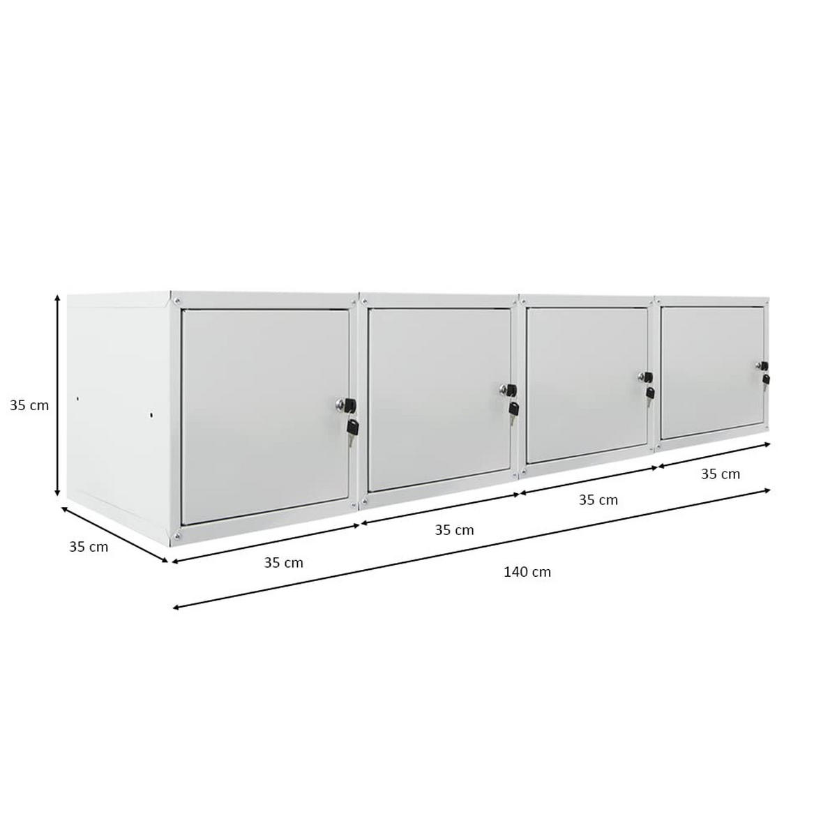 SCHLIESSFACHWÜRFEL Cubic 4er-Set 35x35x35 cm Grau - Grau, Metall (70/70/35cm) - PROREGAL