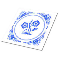 FLIESENAUFKLEBER 9 Stück 30x30 cm selbstklebend Azulejos-Blume - Blau, Textil (30/1.6/30cm) - TULUP