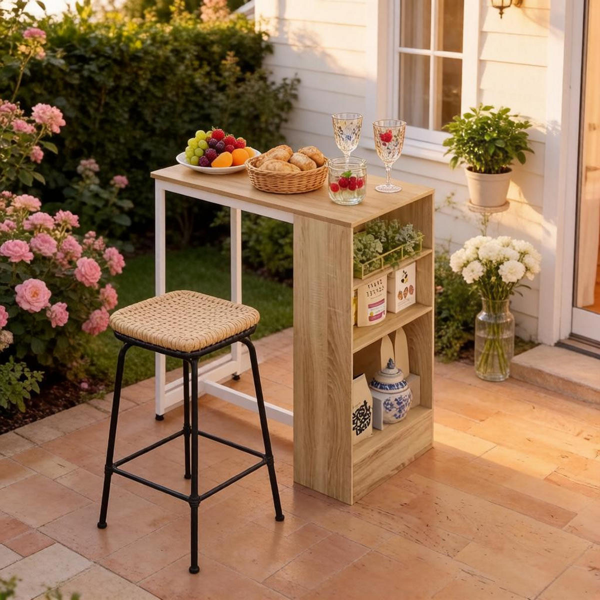 BARTISCH DE-37246 mit 3 Regalen und Metallrahmen Helle Eiche - Eichefarben, Holzwerkstoff (91/49/91cm) - ComfortXL