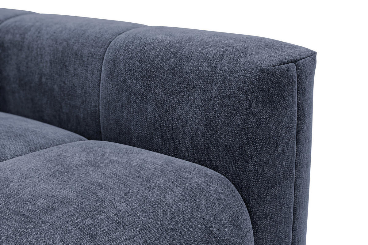 ECKSOFA VERONA 3-Sitzer links, Marineblau - Blau/Schwarz, Holz/Textil (224/173cm) - Courtois Laville