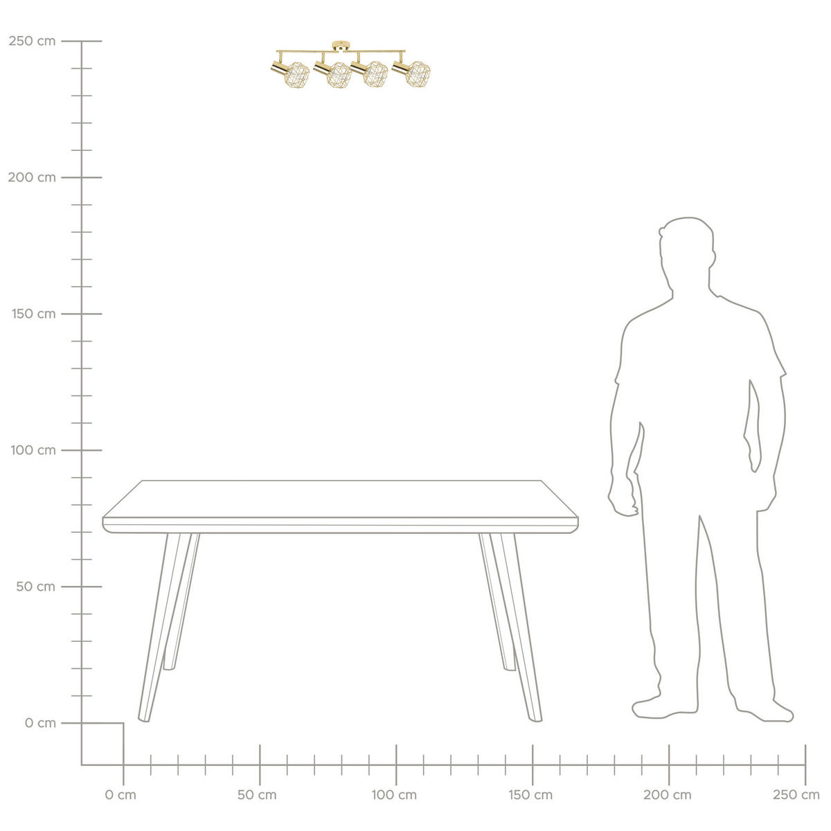 DECKENLEUCHTE Chenab 58x12x17 cm - Goldfarben, Metall (58/17/12cm) - Beliani