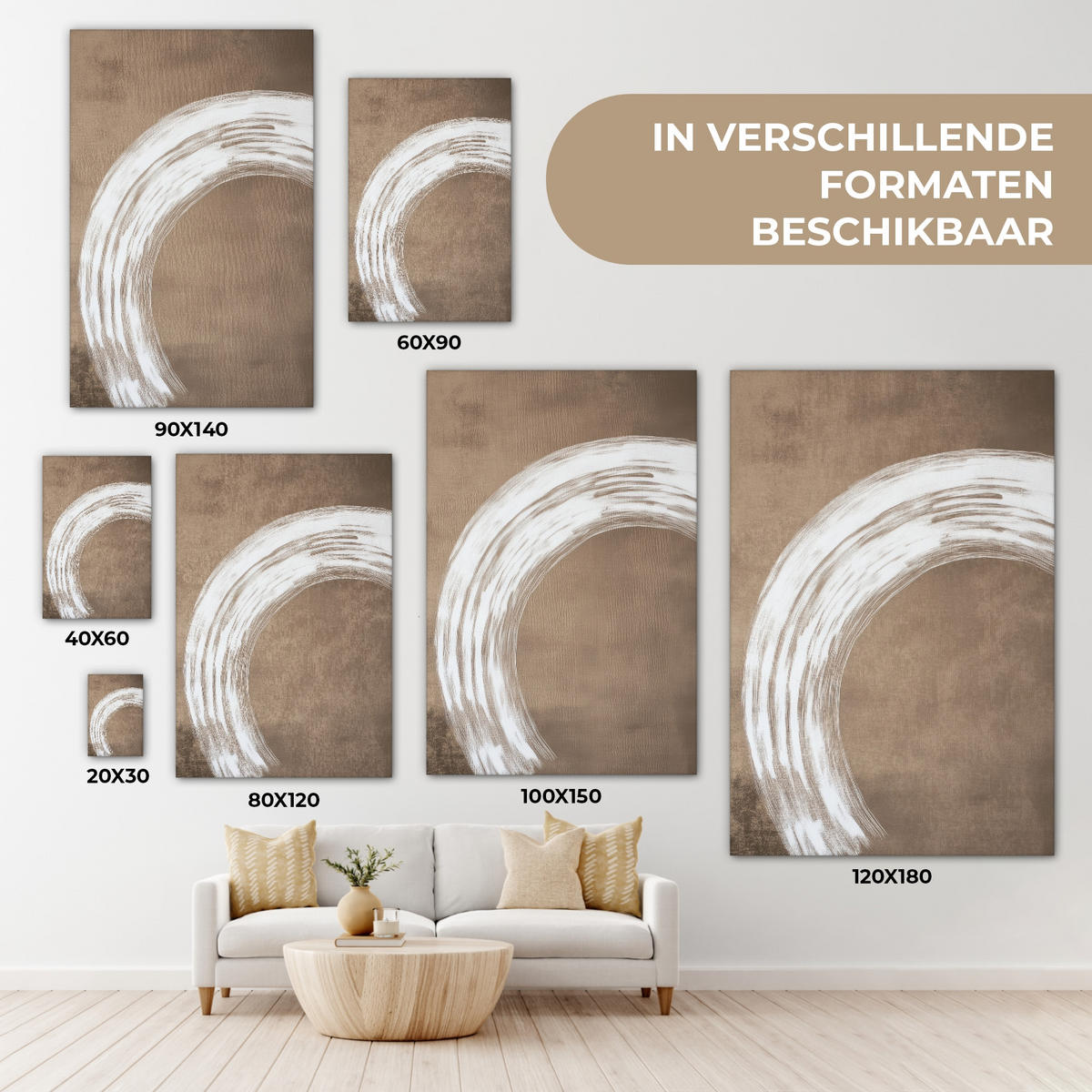 LEINWANDBILD Farbe - Braun - Japandi Deko XXL 80x120 cm - Kupferfarben, Textil (80/120cm) - MuchoWow