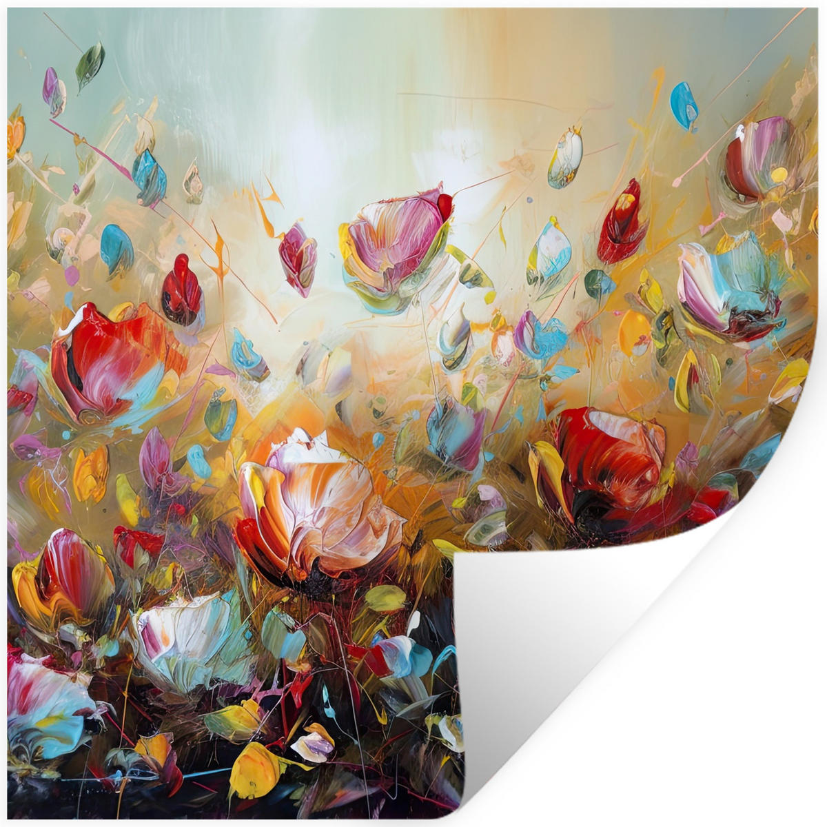 WANDTATTOO Blumen - Kunst - Natur - Ölgemälde 50x50 cm - Multicolor, Kunststoff (50/50/0.1cm) - MuchoWow