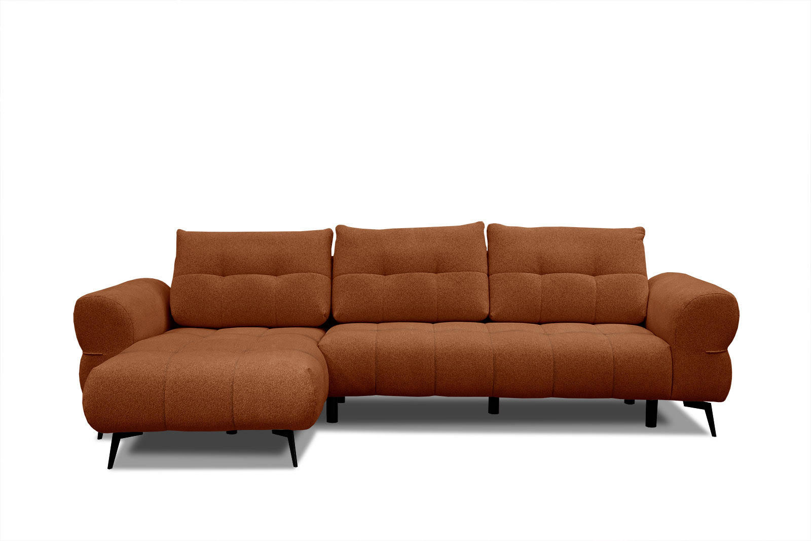 ECKSOFA SALVINI 4-Sitzer, dunkelorange - Dunkelorange/Schwarz, Holzwerkstoff/Textil (158/292cm) - Courtois Laville