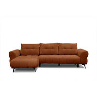 ECKSOFA SALVINI 4-Sitzer, dunkelorange - Dunkelorange/Schwarz, Holzwerkstoff/Textil (158/292cm) - Courtois Laville