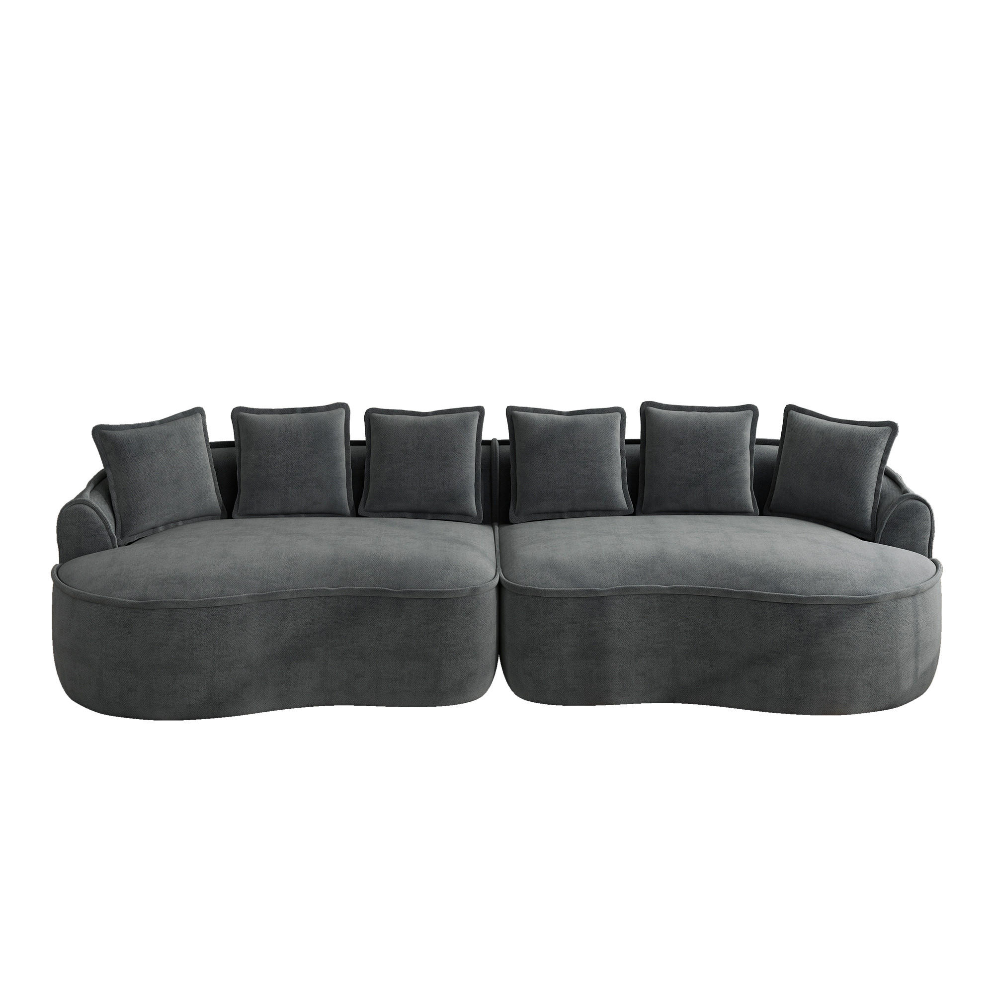 4-SITZER SOFA Chenille Grau mit Kissen - Grau, Textil (320/67/114cm) - WISHDOR