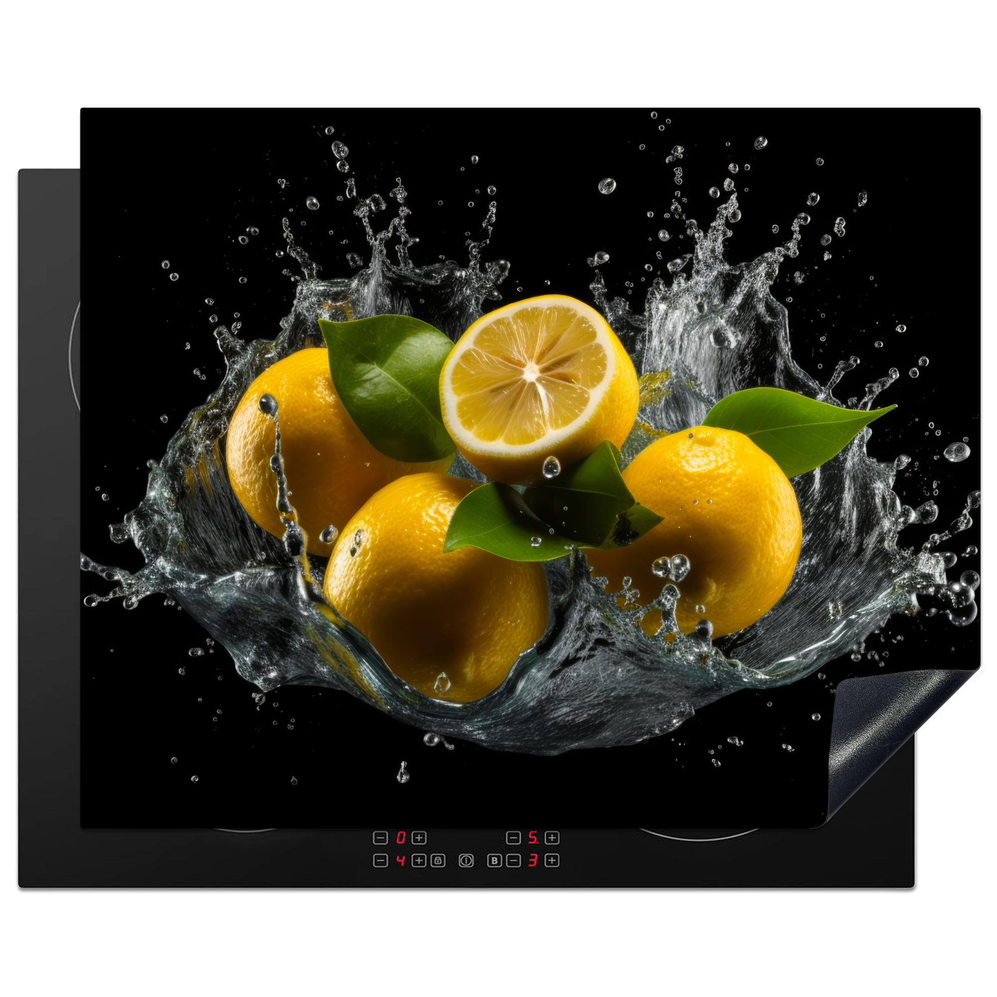 HERDABDECKPLATTE Zitrone - Obst - Gelb - Schwarz 65x52 cm - Gelb, Kunststoff (65/0.2/52cm) - MuchoWow