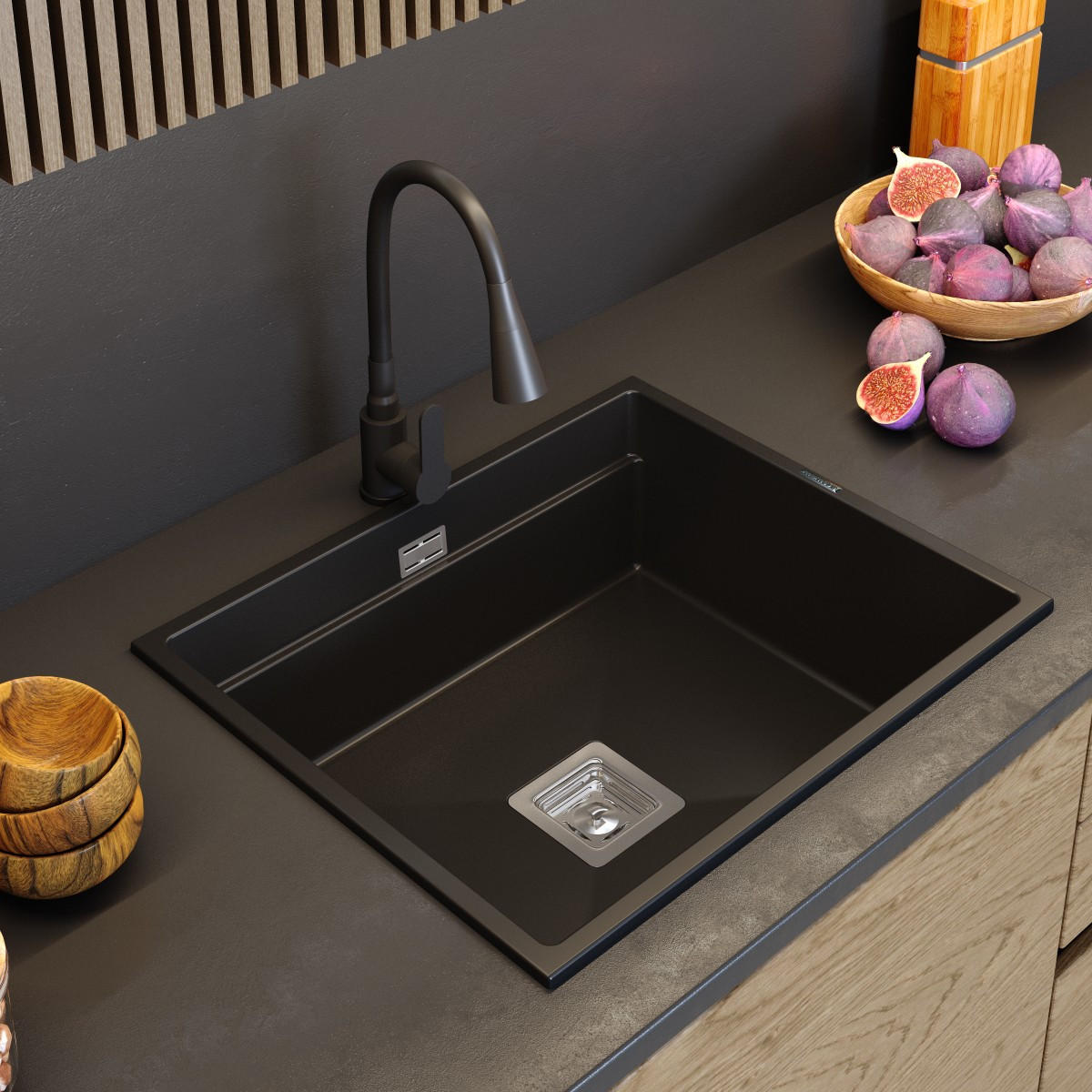 KÜCHENBATTERIE Flexo - Schwarz, Metall (18/54/3cm) - Granitan