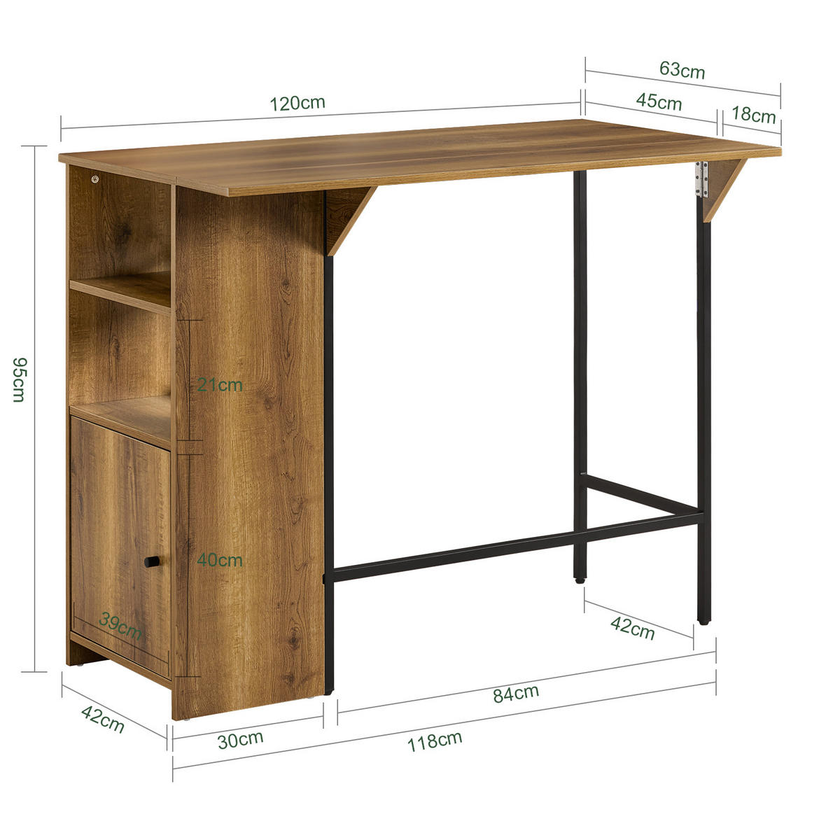 BARTISCH Vintage - Braun, Holzwerkstoff/Metall (120/95/63cm) - SoBuy