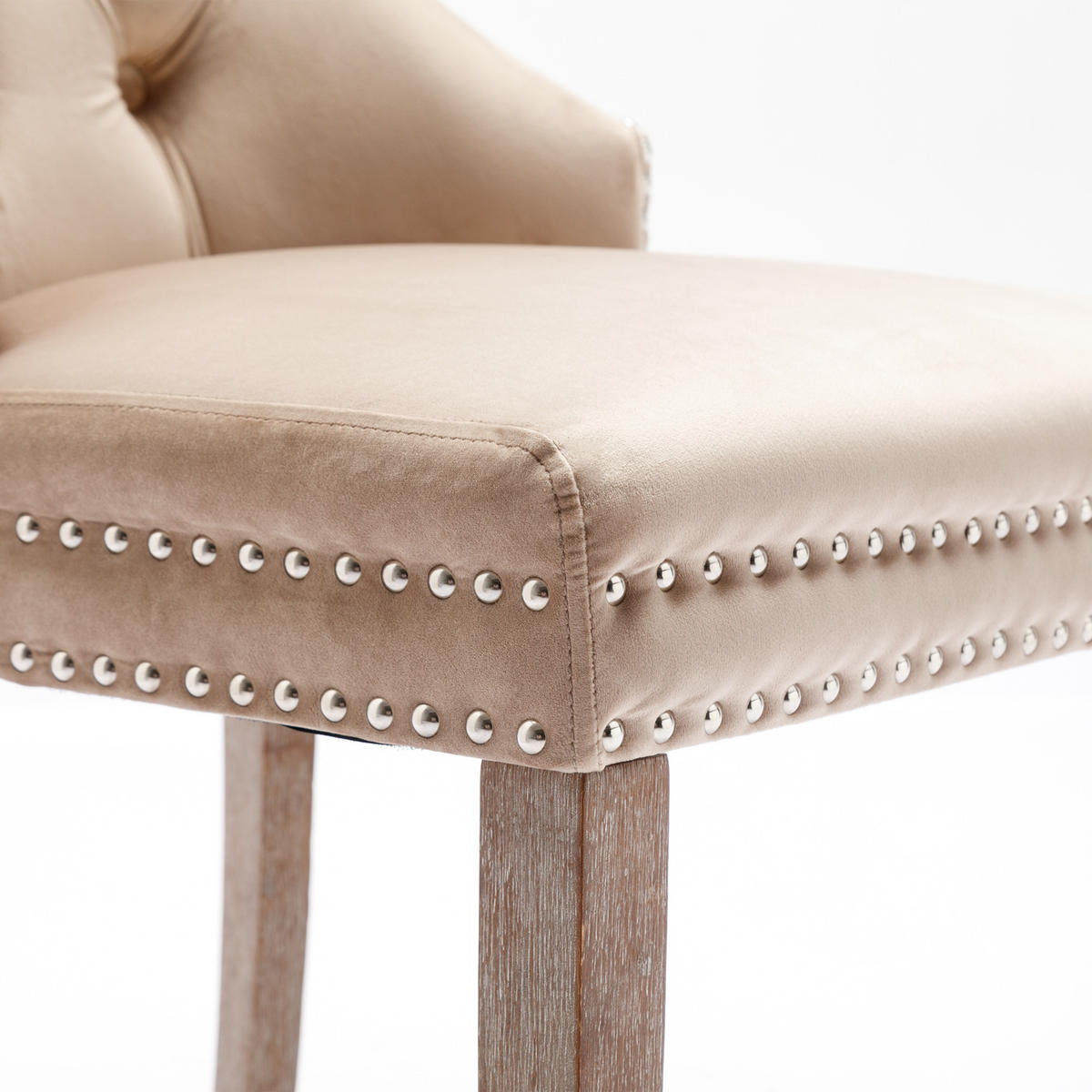 ESSZIMMERSTUHL 2er Set gepolstert Holzbeine beige - Beige, Holz (53.5/95/64cm) - LEBENLANG