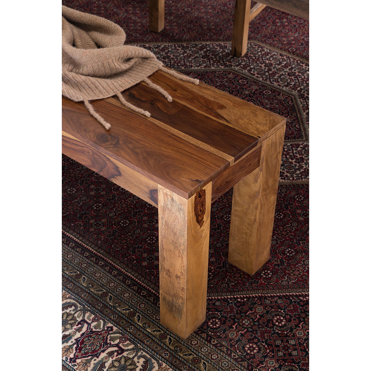 SITZBANK - Massivholz - Sheesham Honig Dunkel - Sheeshamfarben, Holz (140/45/35cm) - home24
