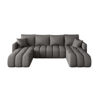 WOHNLANDSCHAFT GARDA U-Form hellgrau Strickstoff Aragon 83 - Schlaffunktion, Bettkasten - Hellgrau, Textil (305/88/150cm) - Cornero