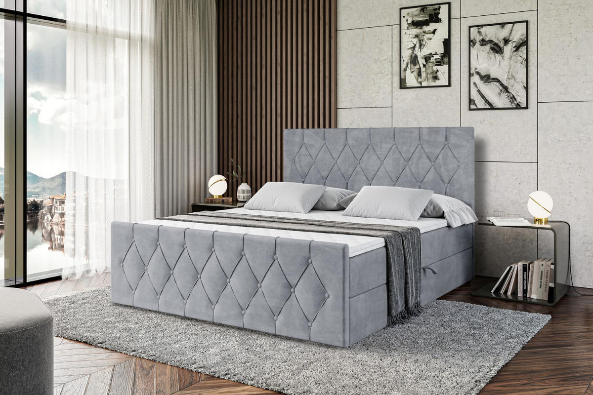 BOXBETT VELANTO-Z - 140 x 200 - H4 - Grau - Grau, Holzwerkstoff (140/200cm) - ALTDECOR