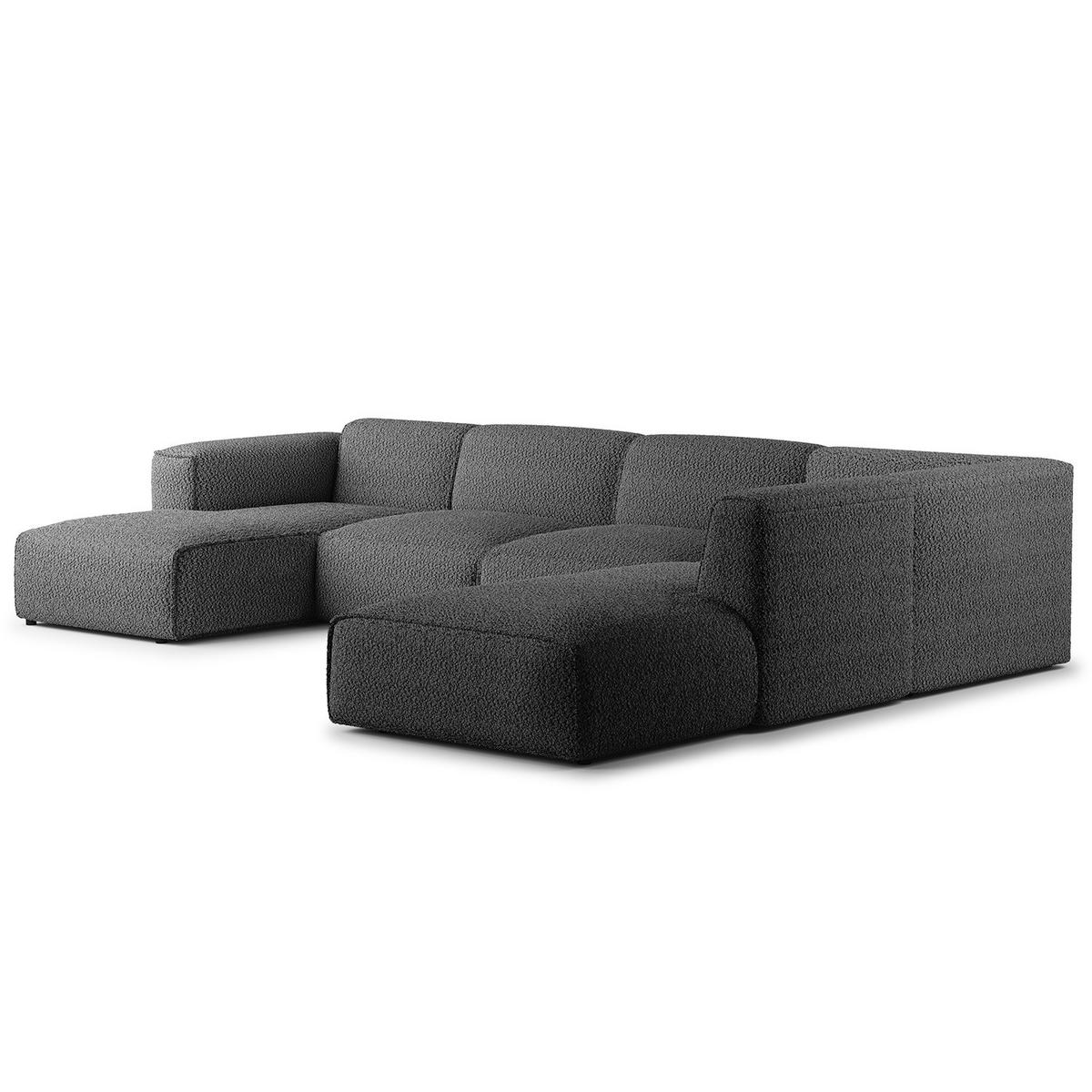 WOHNLANDSCHAFT mit Longchair - Anthrazit/Schwarz, Kunststoff/Textil (325/71/235cm) - home24