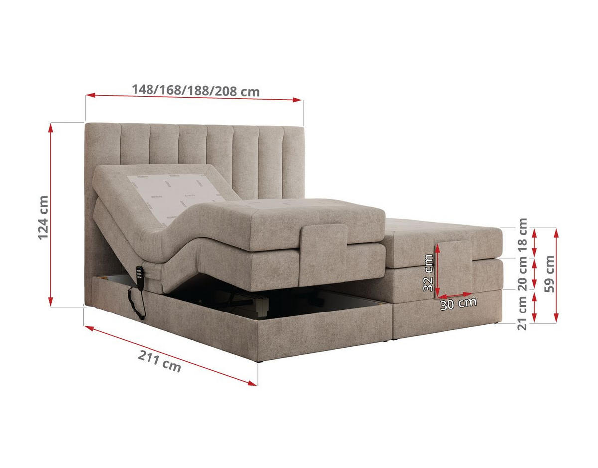 BOXBETT COMFORTO 160/200 - Beige Struktur - H3 - Beige, Holz/Textil (160/200cm) - MKS