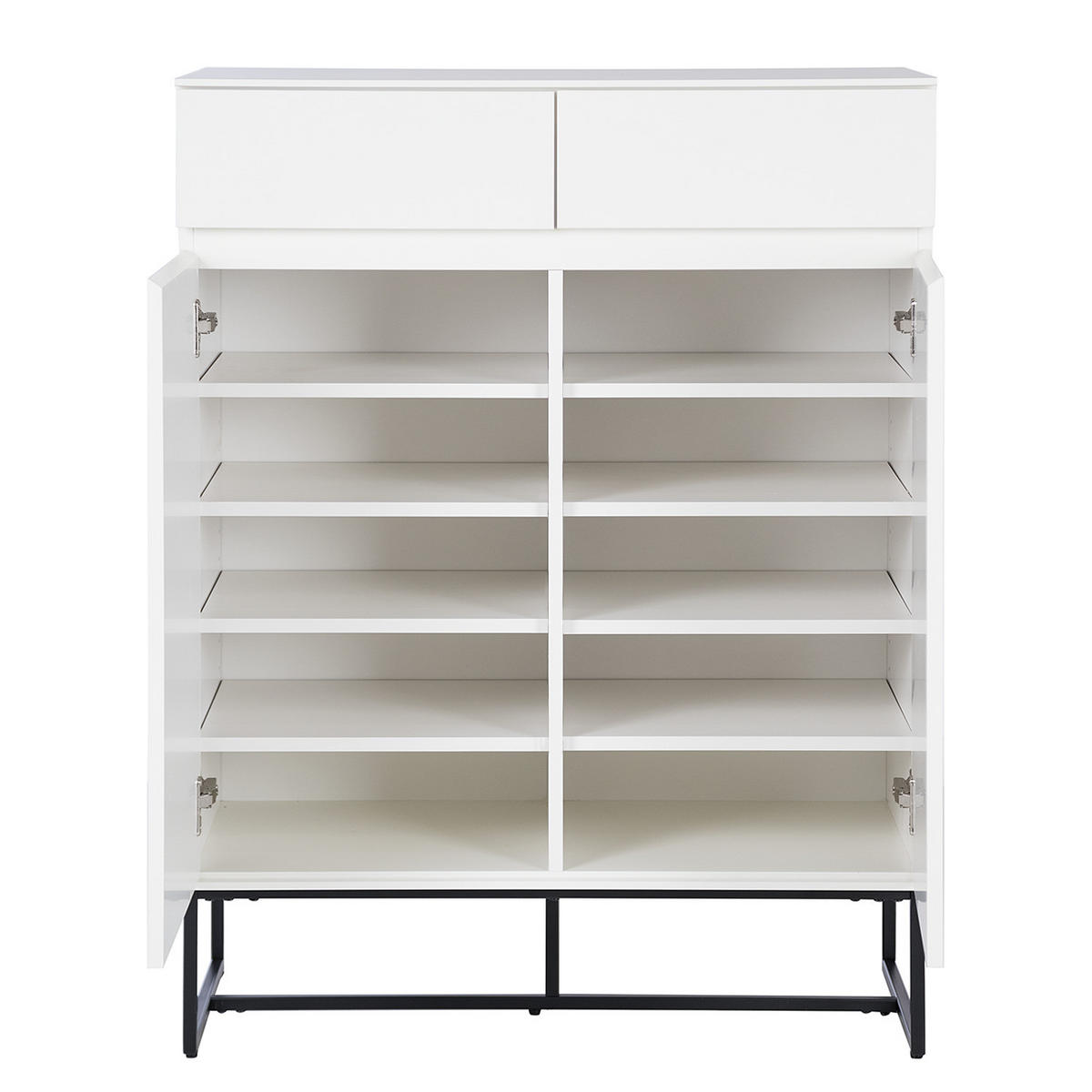 SCHUHKOMMODE mit Schubladen - Schwarz/Weiß, Holzwerkstoff/Metall (80/105/40cm) - home24