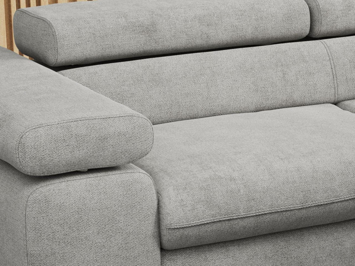 ECKSOFA PEDRO L Hellgrau Struktur - Rechts Seite - Hellgrau/Schwarz, Textil/Metall (273/208cm) - MKS