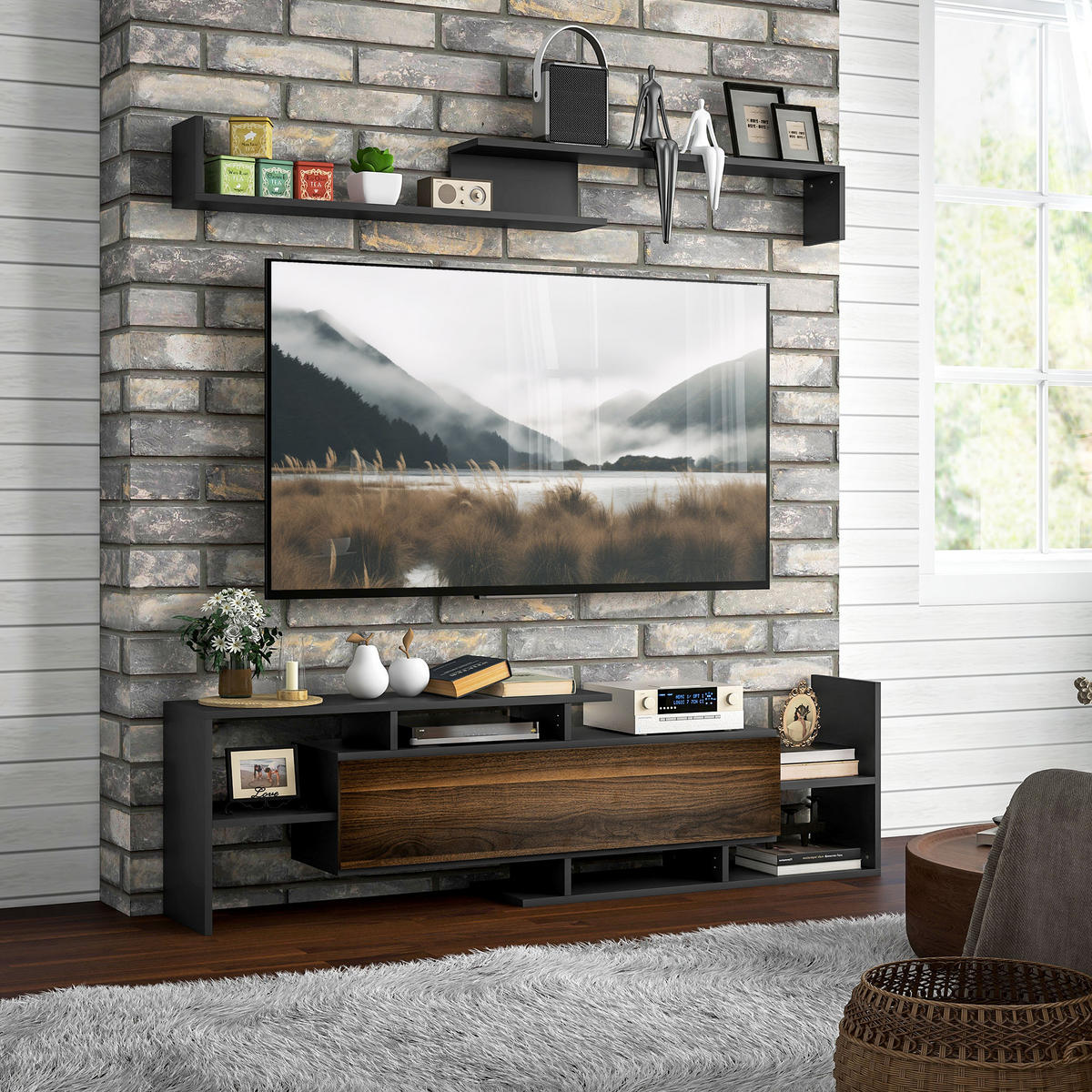 TV-MÖBEL Multicolor 1 Stück - Multicolor, Holzwerkstoff (153.6/42/25cm) - GiPP