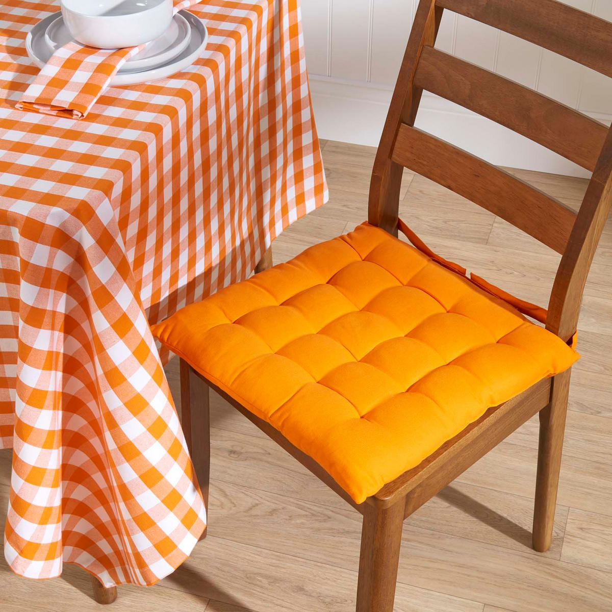 TISCHDECKE Vichy-Karo orange kariert, 137/178 cm - Orange, Textil (137/178cm) - Homescapes